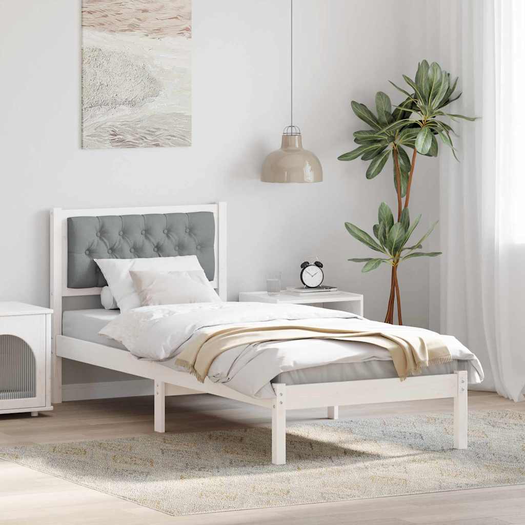 Cadre de lit avec tête de lit Gris clair 75 x 190 cm tissu - XIOS