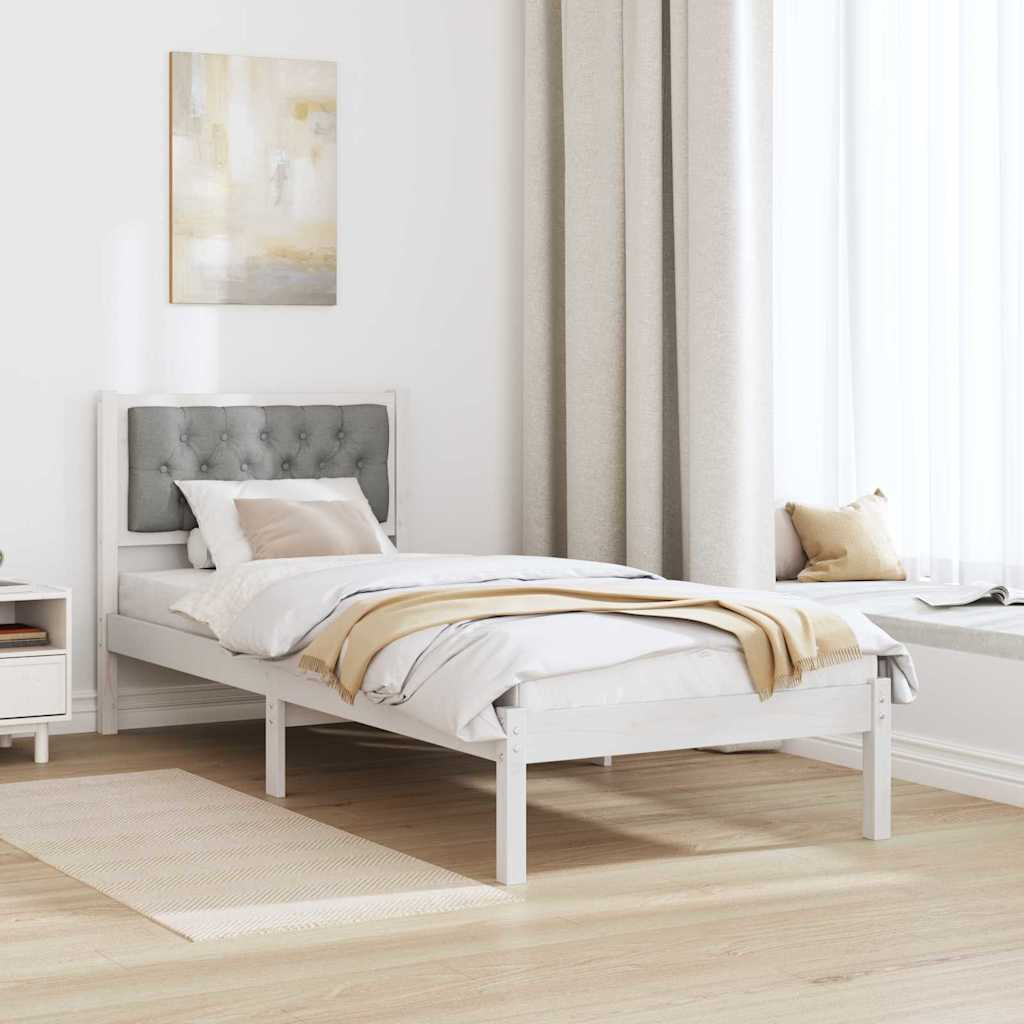 Cadre de lit avec tête de lit Gris clair 75 x 190 cm tissu - XIOS