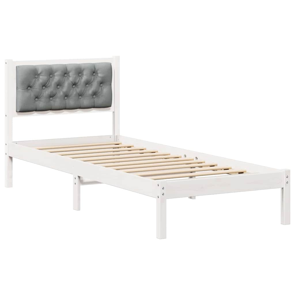 Cadre de lit avec tête de lit Gris clair 75 x 190 cm tissu - XIOS