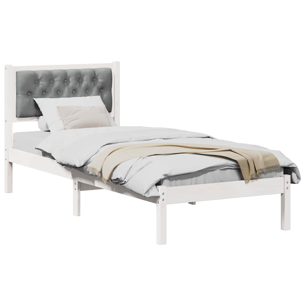 Cadre de lit avec tête de lit Gris clair 75 x 190 cm tissu - XIOS