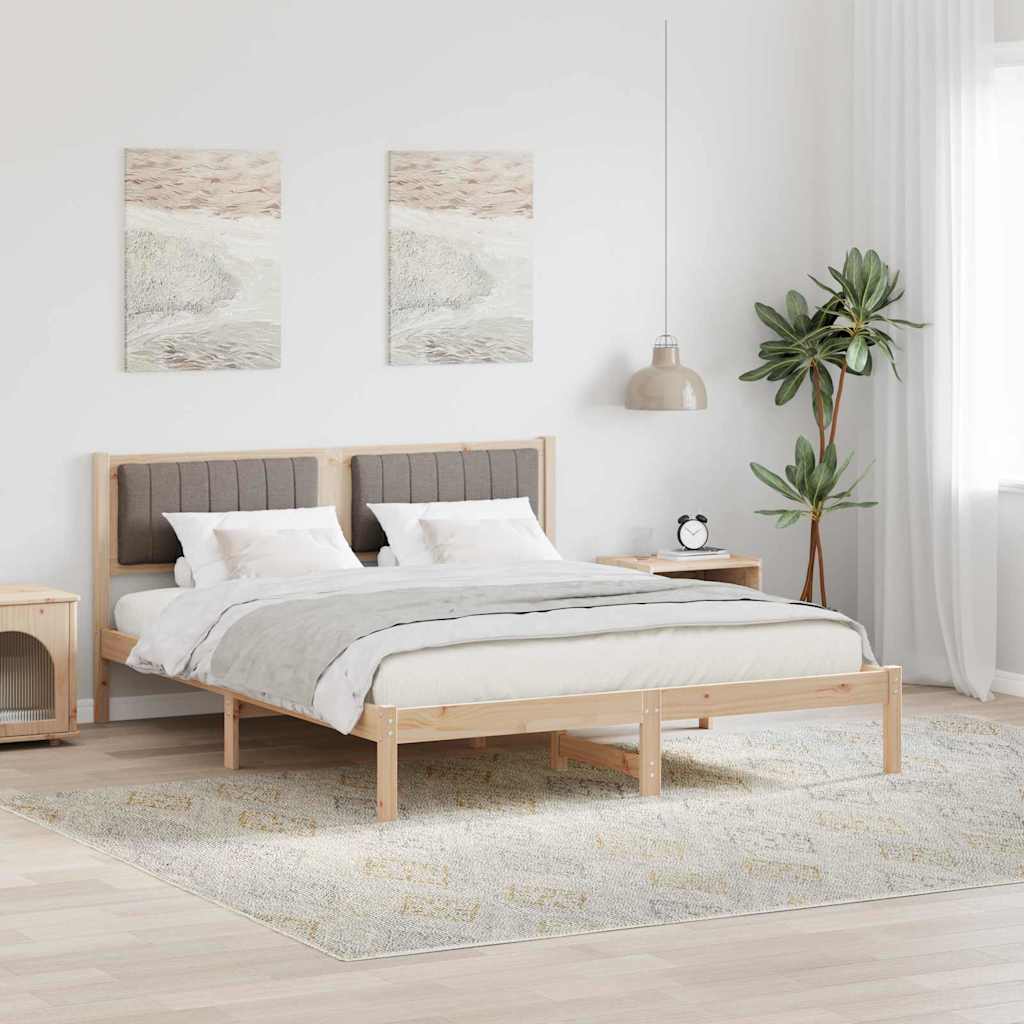 Cadre de lit avec tête de lit rembourrée Taupe 160 x 200 cm - XIOS