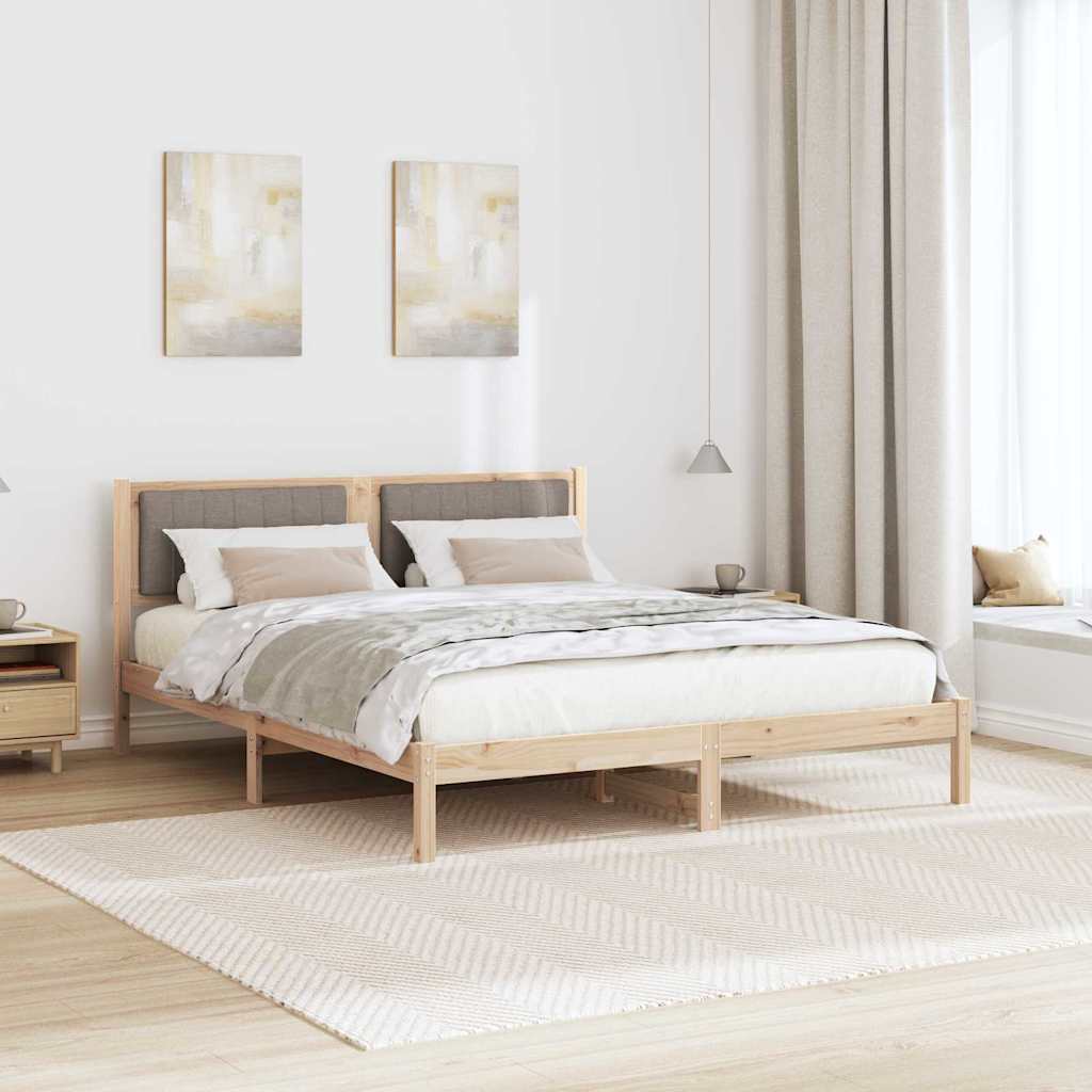 Cadre de lit avec tête de lit rembourrée Taupe 160 x 200 cm - XIOS