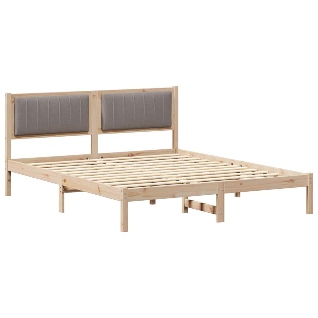 Cadre de lit avec tête de lit rembourrée Taupe 160 x 200 cm - XIOS