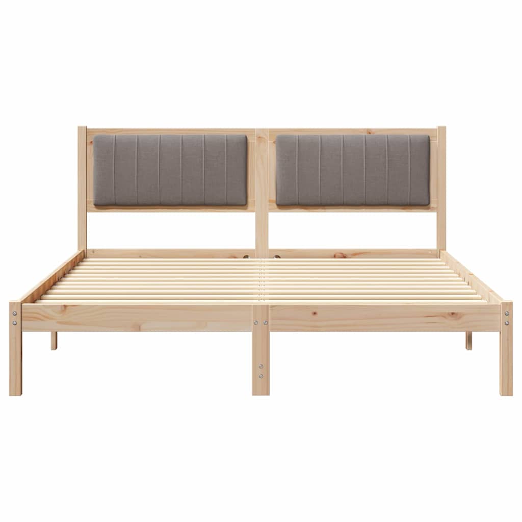 Cadre de lit avec tête de lit rembourrée Taupe 160 x 200 cm - XIOS