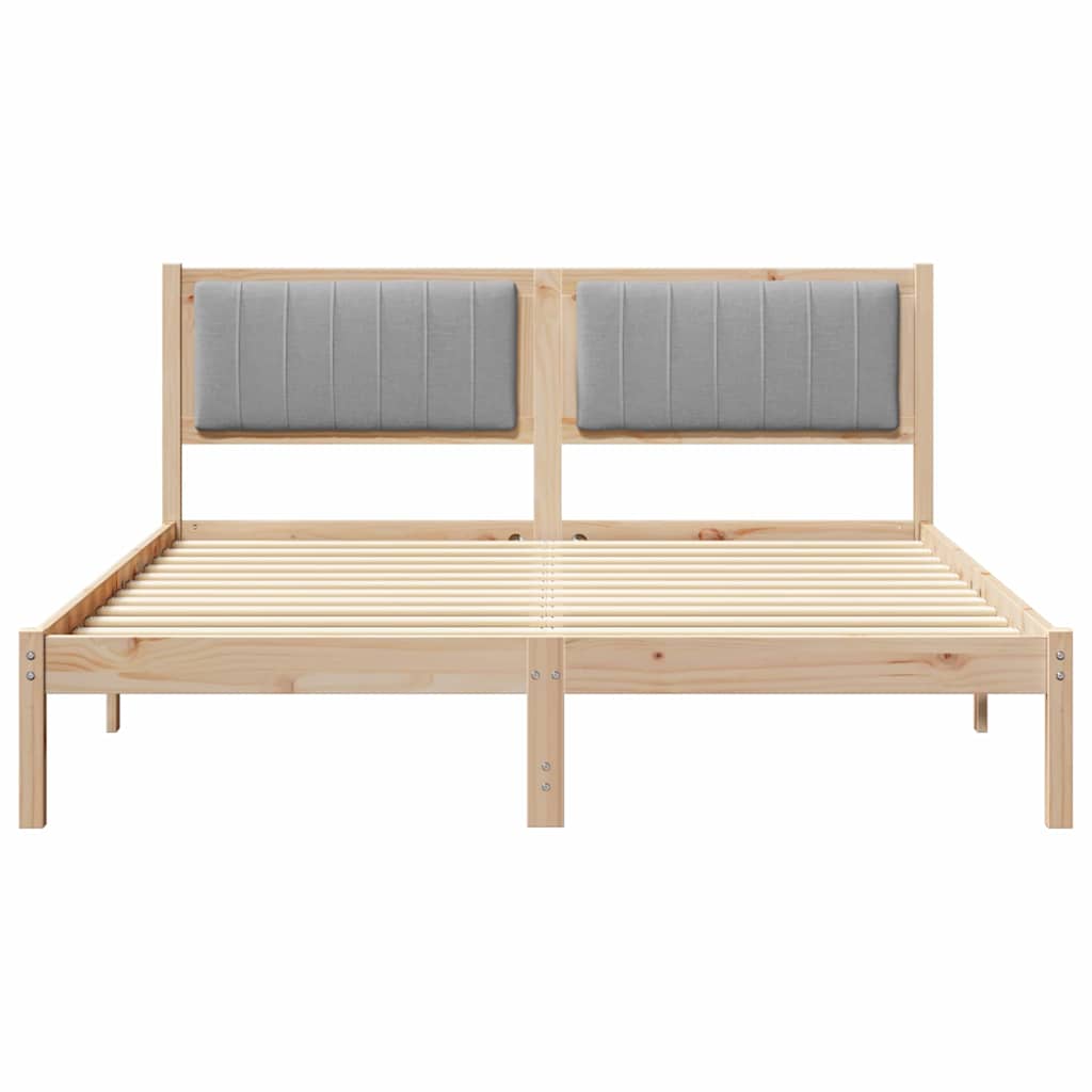 Cadre de lit avec tête de lit rembourrée Gris clair