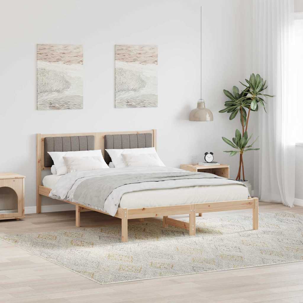 Cadre de lit avec tête de lit rembourrée Taupe 140 x 190 cm - XIOS