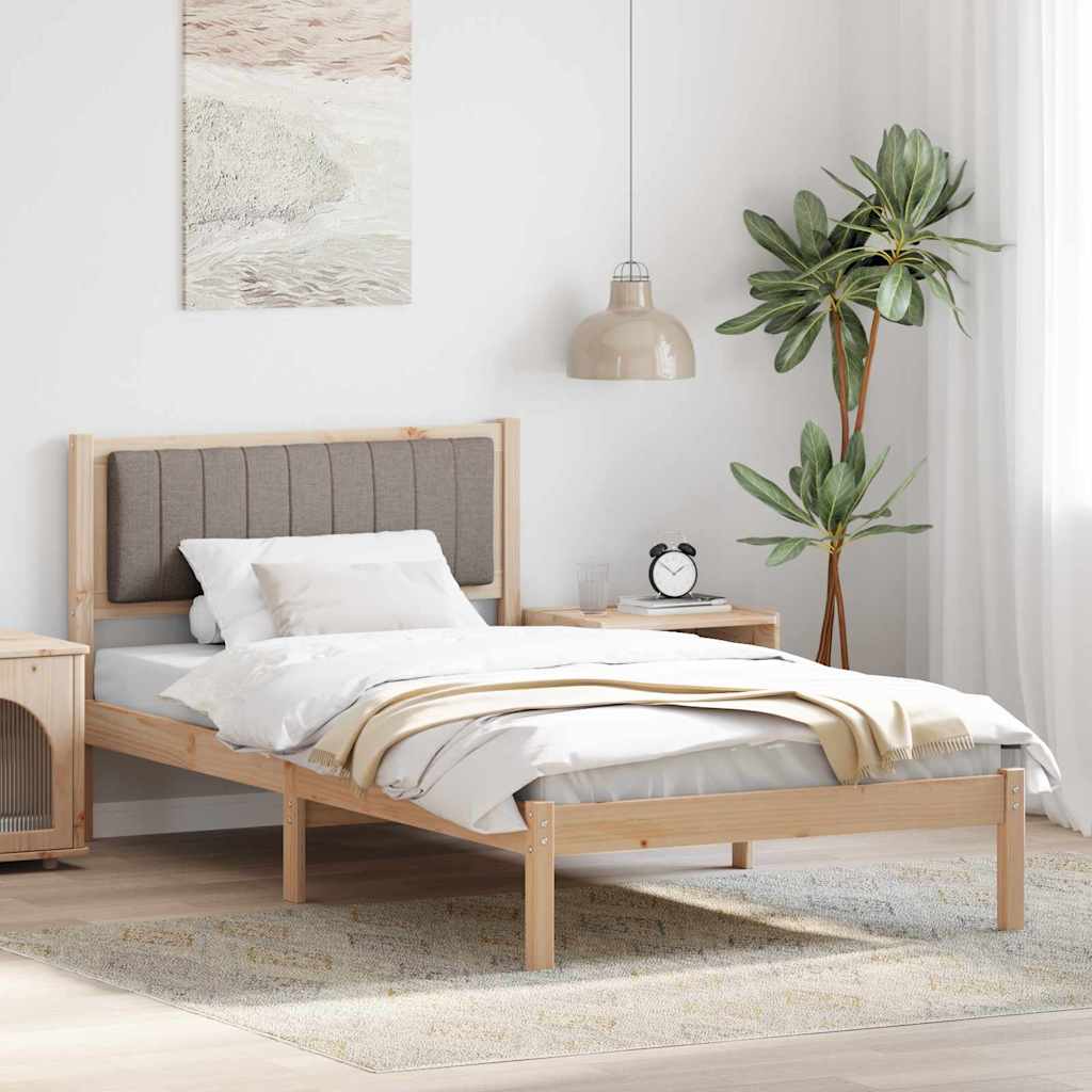Cadre de lit avec tête de lit rembourrée Taupe 100 x 200 cm - XIOS