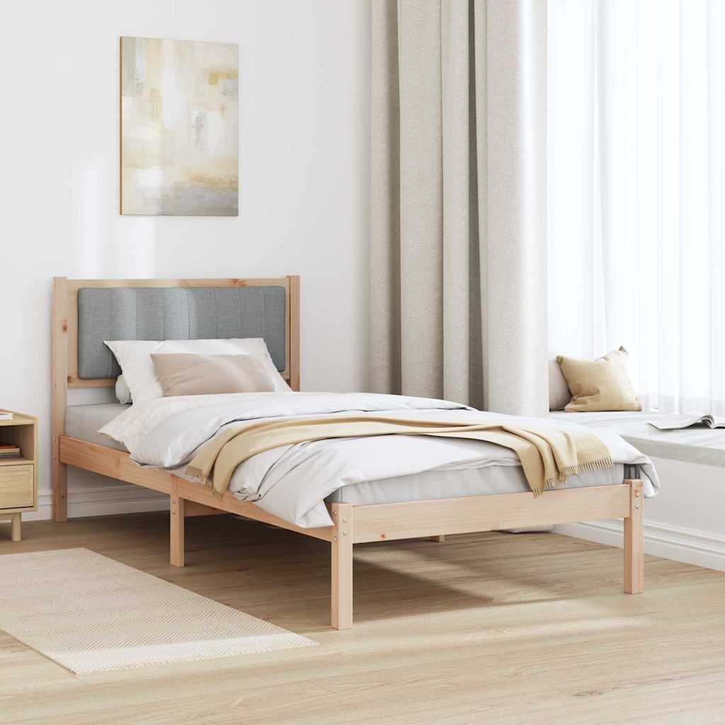 Cadre de lit avec tête de lit rembourrée Gris clair 90 x 200 cm - XIOS