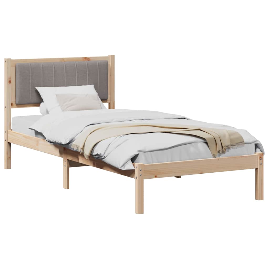Cadre de lit avec tête de lit rembourrée Taupe 90 x 200 cm - XIOS