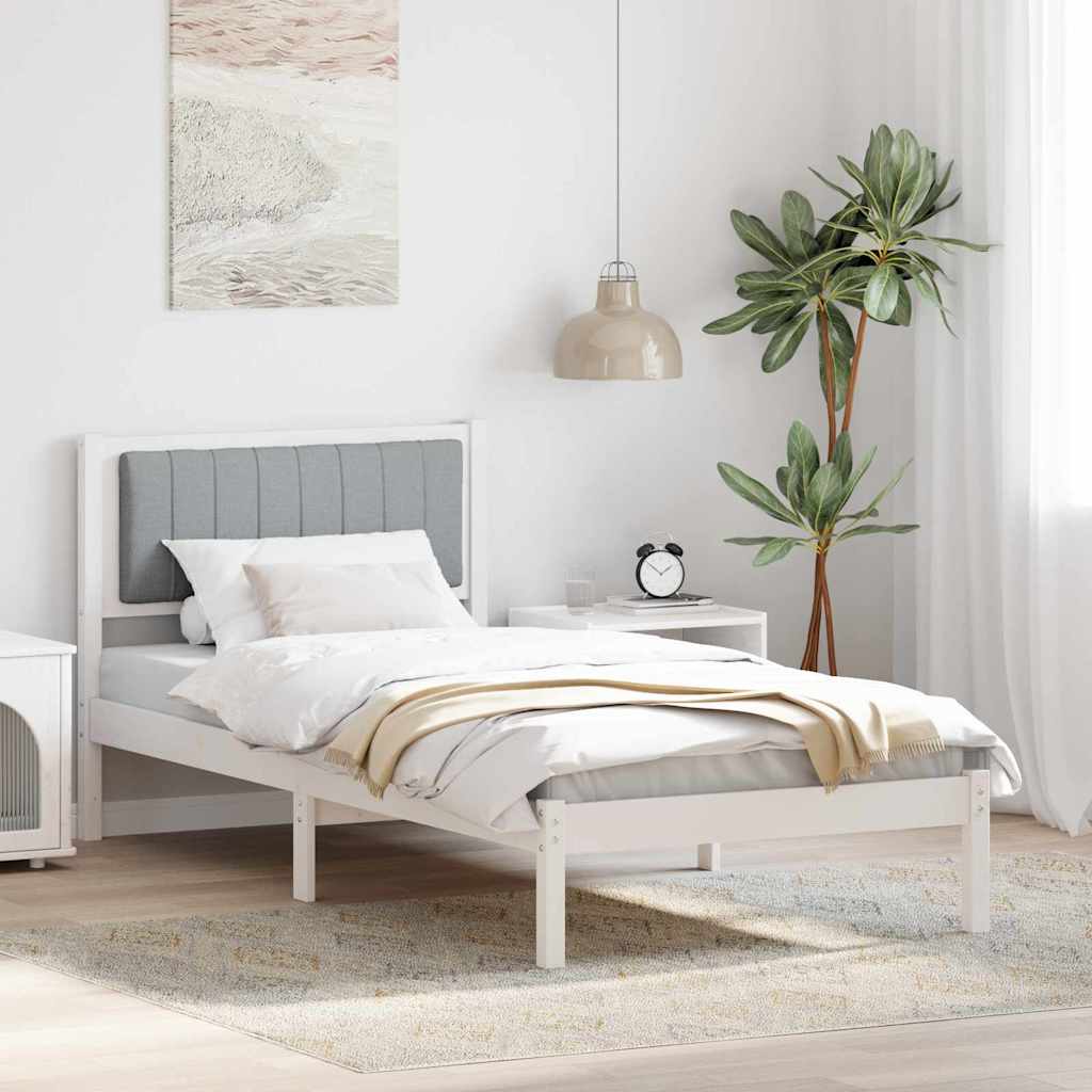 Cadre de lit avec tête de lit rembourrée Gris clair 90 x 200 cm - XIOS