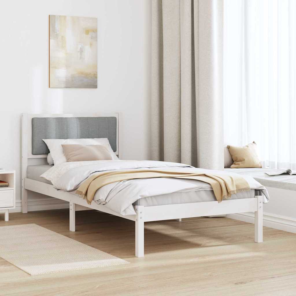 Cadre de lit avec tête de lit rembourrée Gris clair 90 x 200 cm - XIOS
