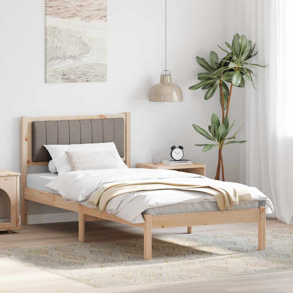 Cadre de lit avec tête de lit rembourrée Taupe 90 x 190 cm - XIOS