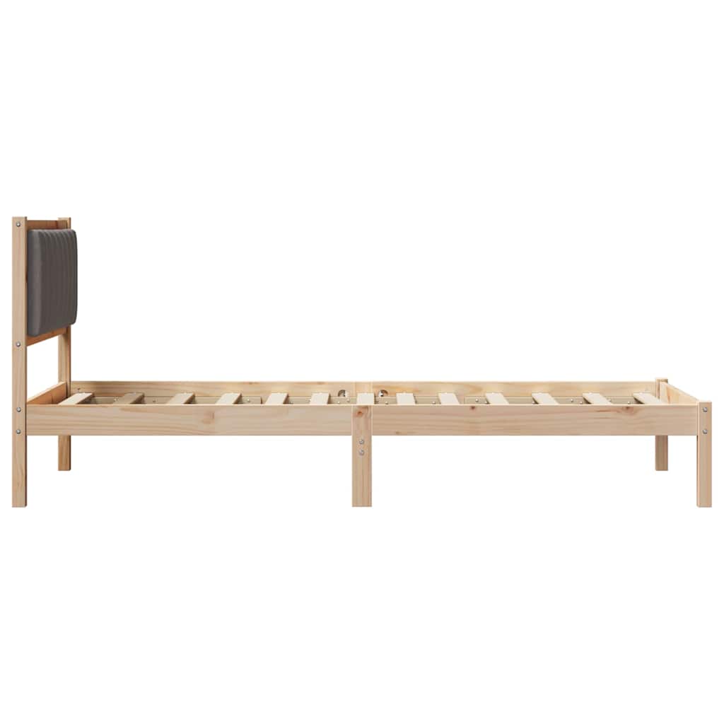 Cadre de lit avec tête de lit rembourrée Taupe 90 x 190 cm - XIOS
