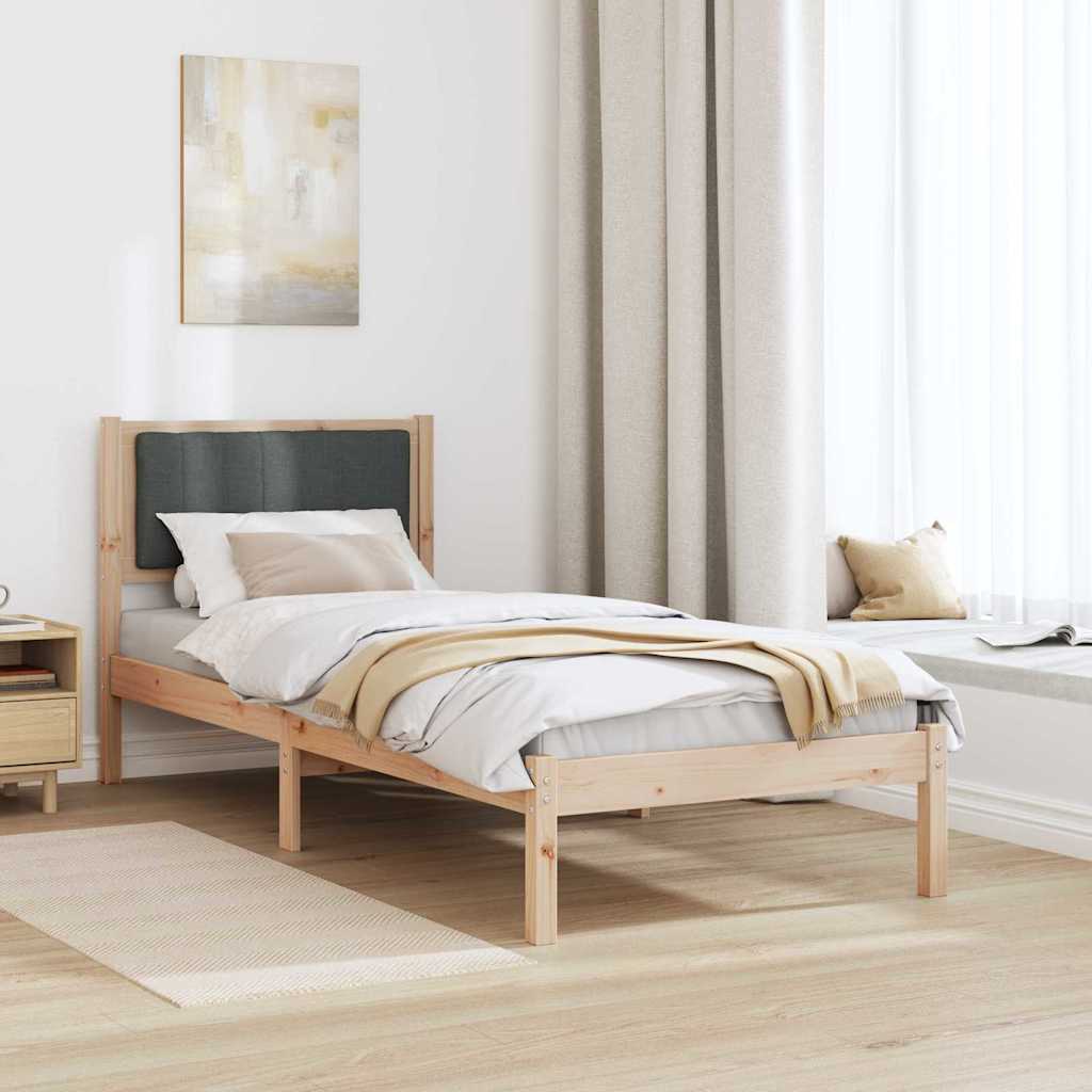 Cadre de lit avec tête de lit rembourrée Gris foncé 75 x 190 cm - XIOS
