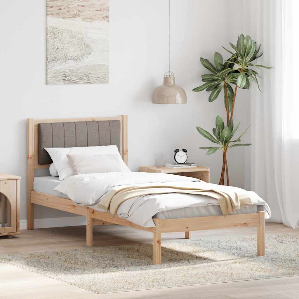 Cadre de lit avec tête de lit rembourrée Taupe 75 x 190 cm - XIOS