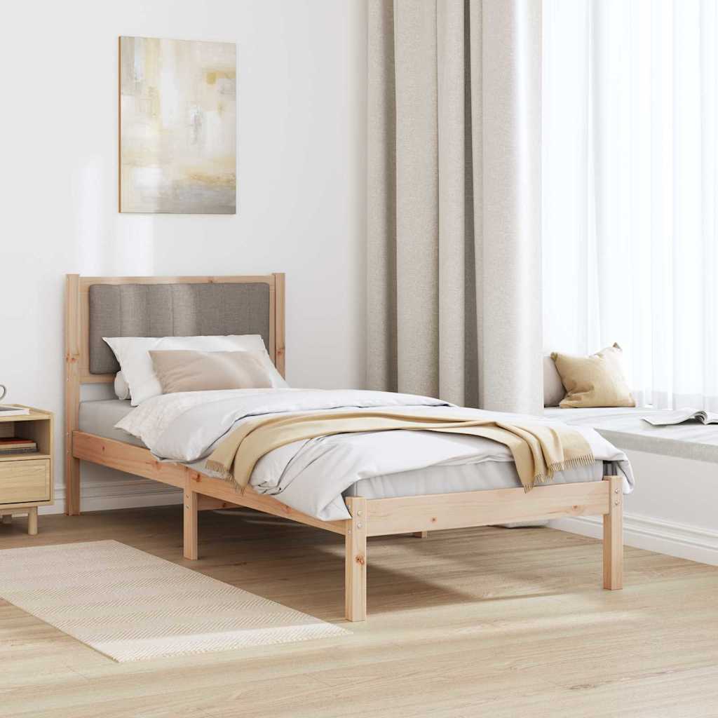 Cadre de lit avec tête de lit rembourrée Taupe 75 x 190 cm - XIOS
