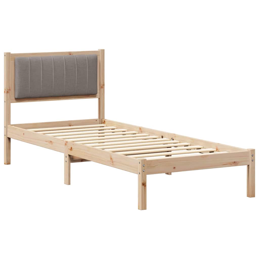 Cadre de lit avec tête de lit rembourrée Taupe 75 x 190 cm - XIOS