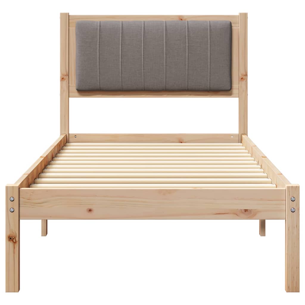 Cadre de lit avec tête de lit rembourrée Taupe 75 x 190 cm - XIOS