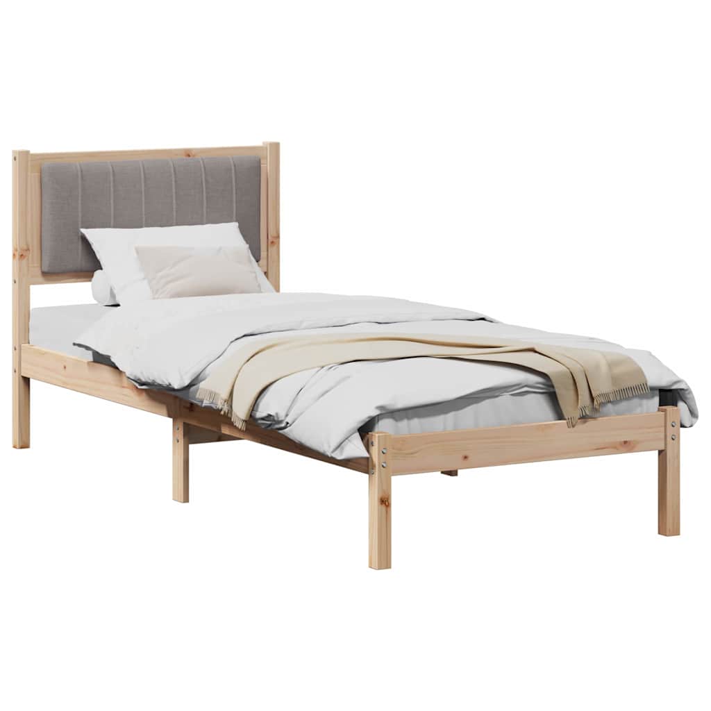 Cadre de lit avec tête de lit rembourrée Taupe 75 x 190 cm - XIOS