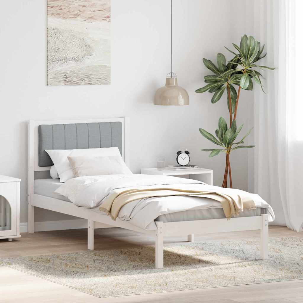 Cadre de lit avec tête de lit rembourrée Gris clair 75 x 190 cm - XIOS