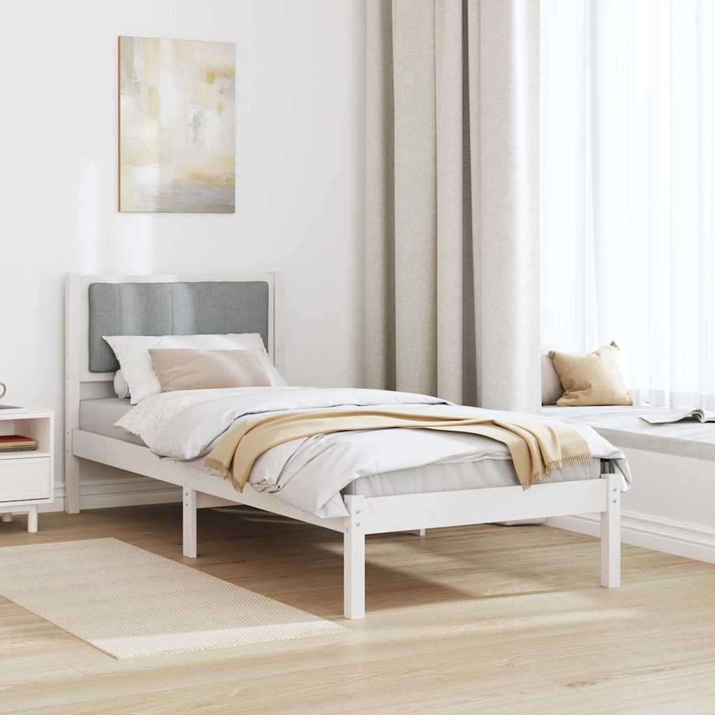 Cadre de lit avec tête de lit rembourrée Gris clair 75 x 190 cm - XIOS