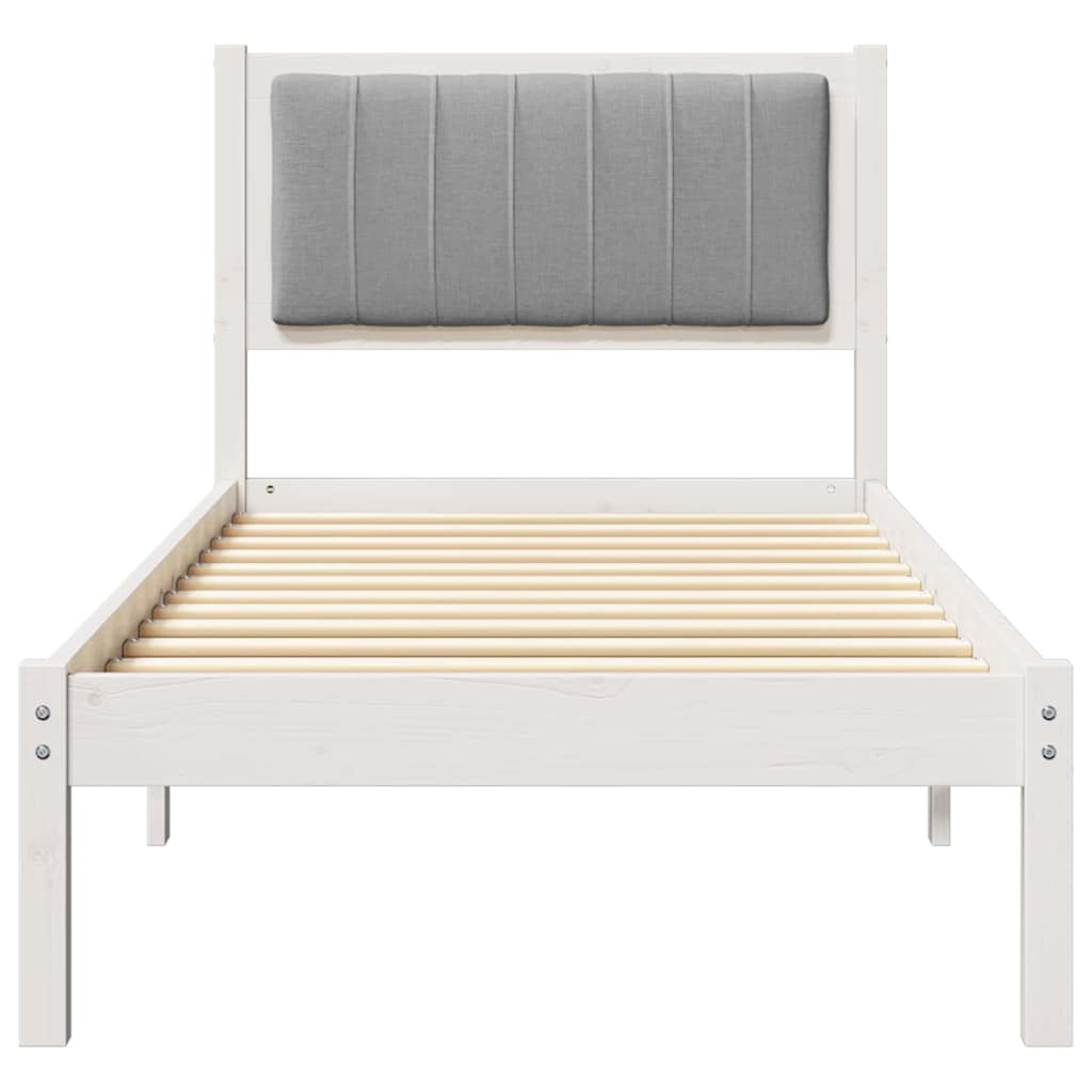 Cadre de lit avec tête de lit rembourrée Gris clair 75 x 190 cm - XIOS