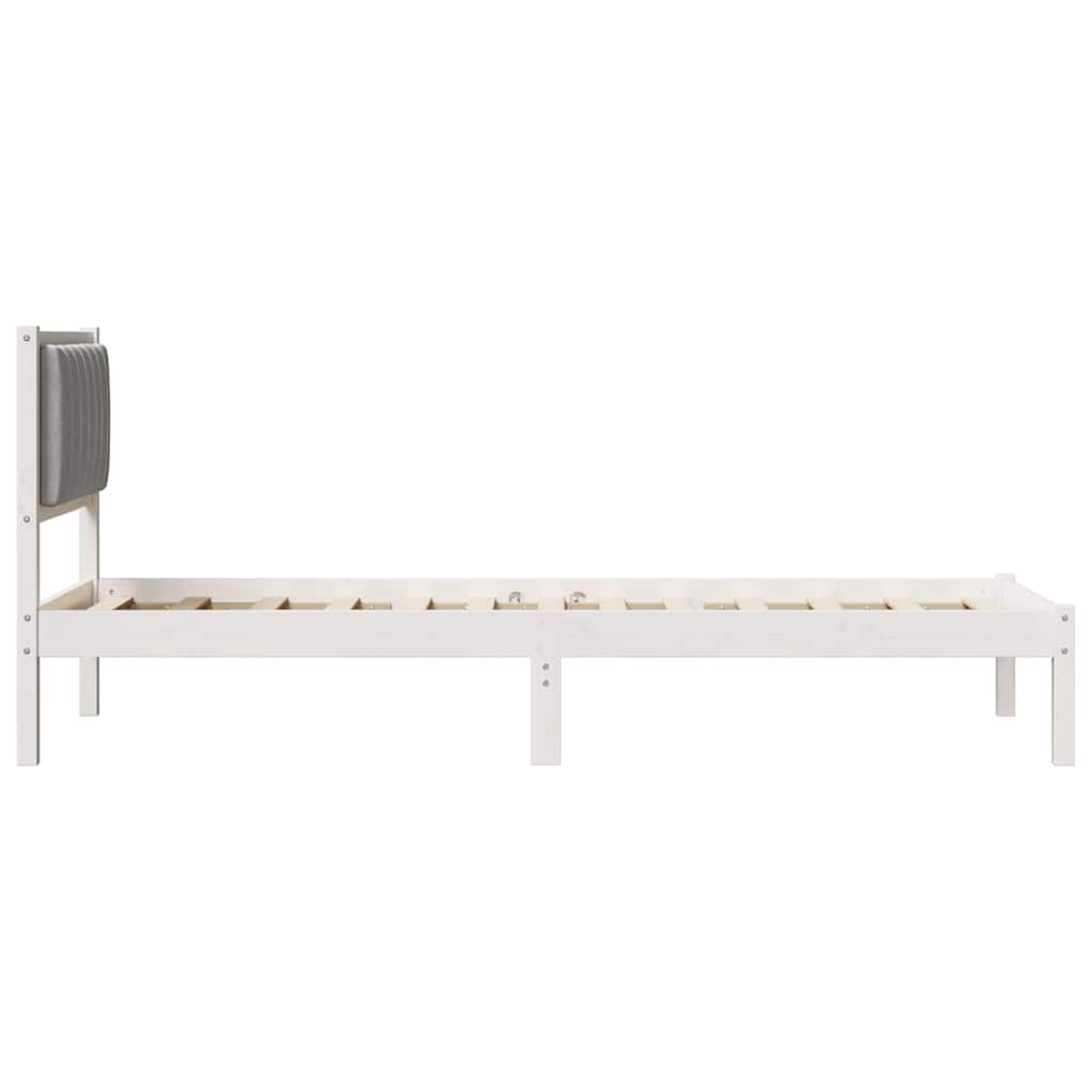 Cadre de lit avec tête de lit rembourrée Gris clair 75 x 190 cm - XIOS