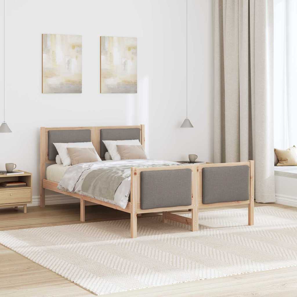 Cadre de lit avec tête de lit Taupe 120 x 200 cm tissu - XIOS