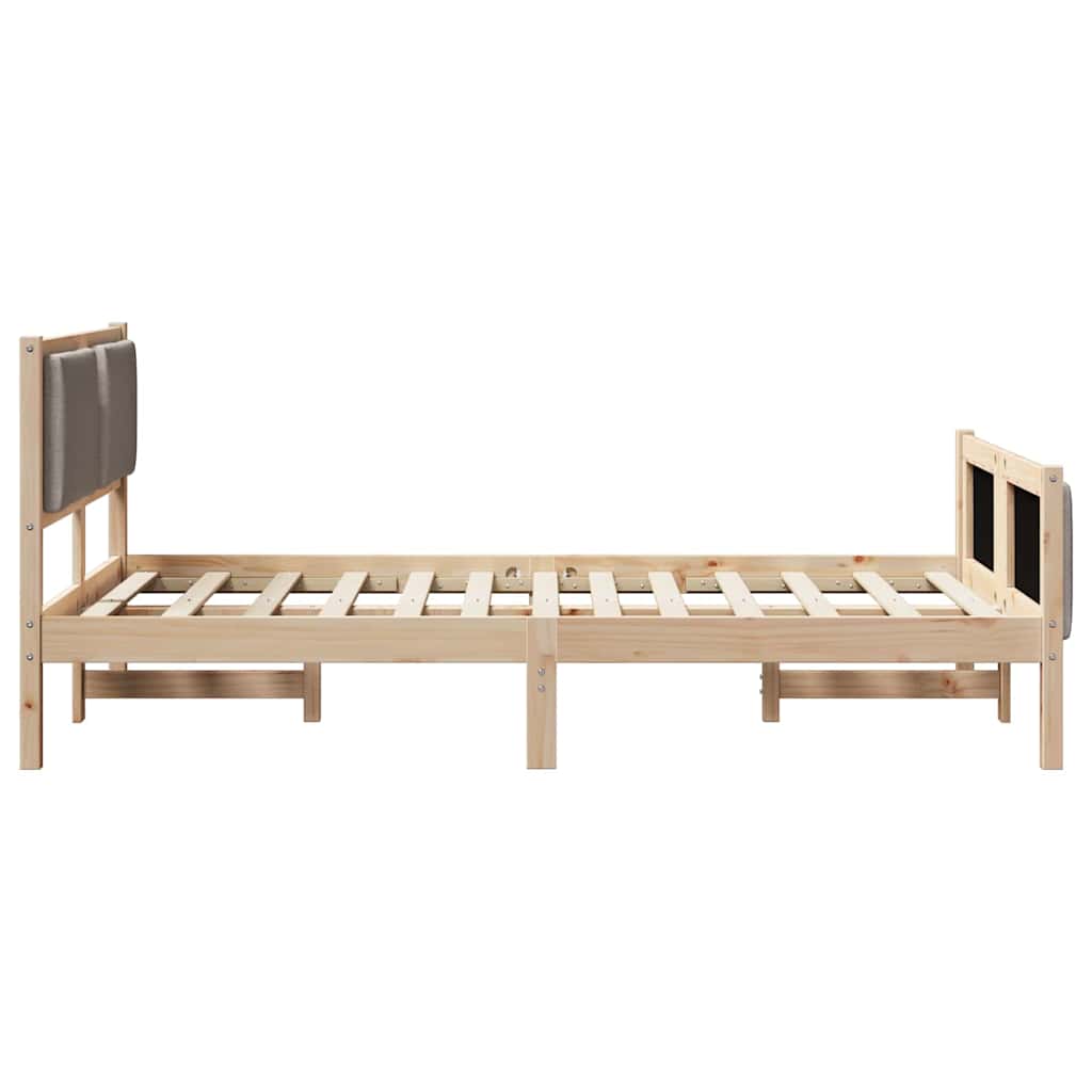 Cadre de lit avec tête de lit Taupe 120 x 200 cm tissu - XIOS