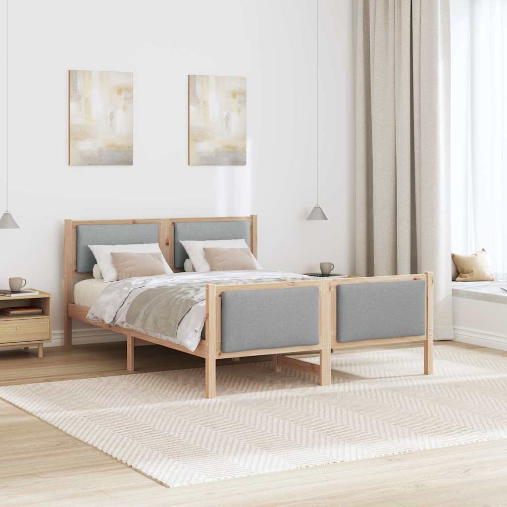 Cadre de lit avec tête de lit Gris clair 140 x 190 cm tissu - XIOS