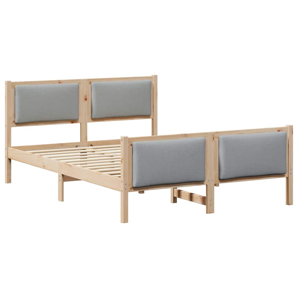 Cadre de lit avec tête de lit Gris clair 140 x 190 cm tissu - XIOS