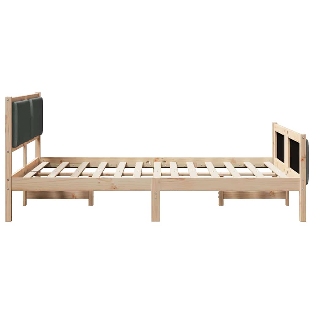 Cadre de lit avec tête de lit Gris foncé 140 x 190 cm tissu - XIOS