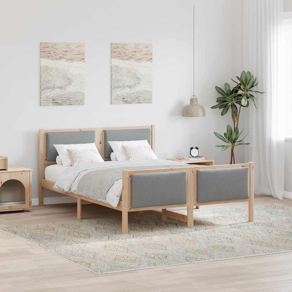 Cadre de lit avec tête de lit Gris clair 135 x 190 cm tissu - XIOS