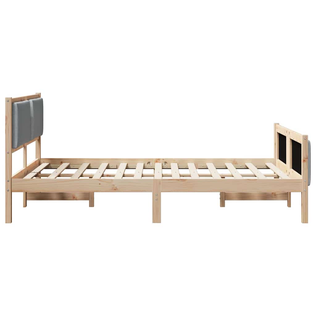 Cadre de lit avec tête de lit Gris clair 135 x 190 cm tissu - XIOS