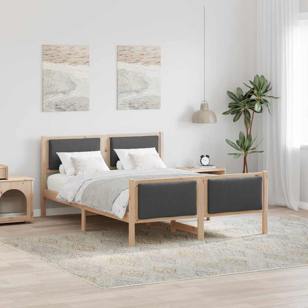 Cadre de lit avec tête de lit Gris foncé 135 x 190 cm tissu - XIOS