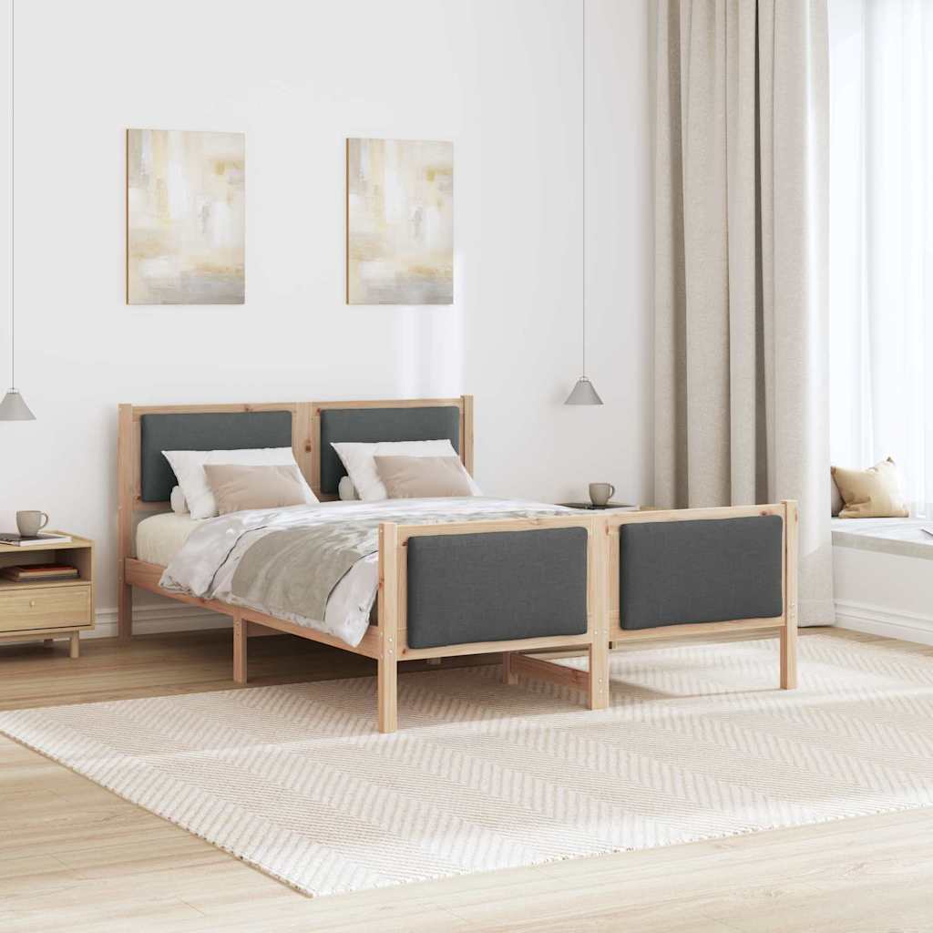 Cadre de lit avec tête de lit Gris foncé 135 x 190 cm tissu - XIOS