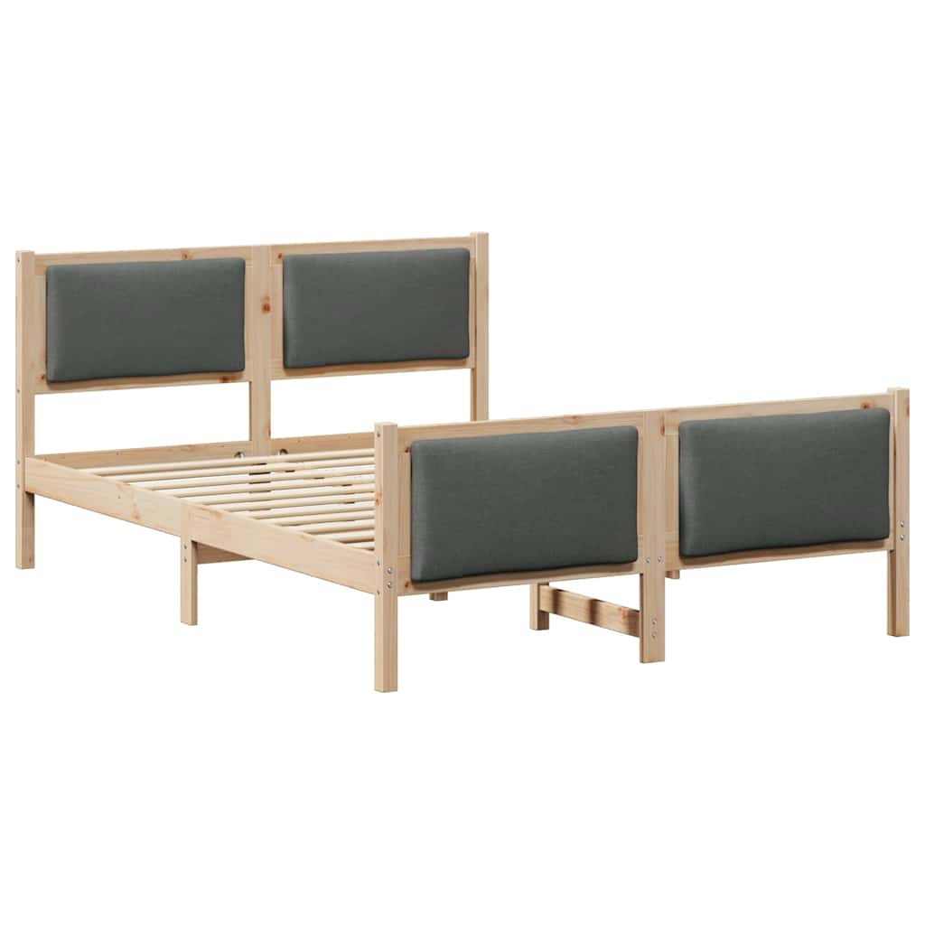 Cadre de lit avec tête de lit Gris foncé 135 x 190 cm tissu - XIOS