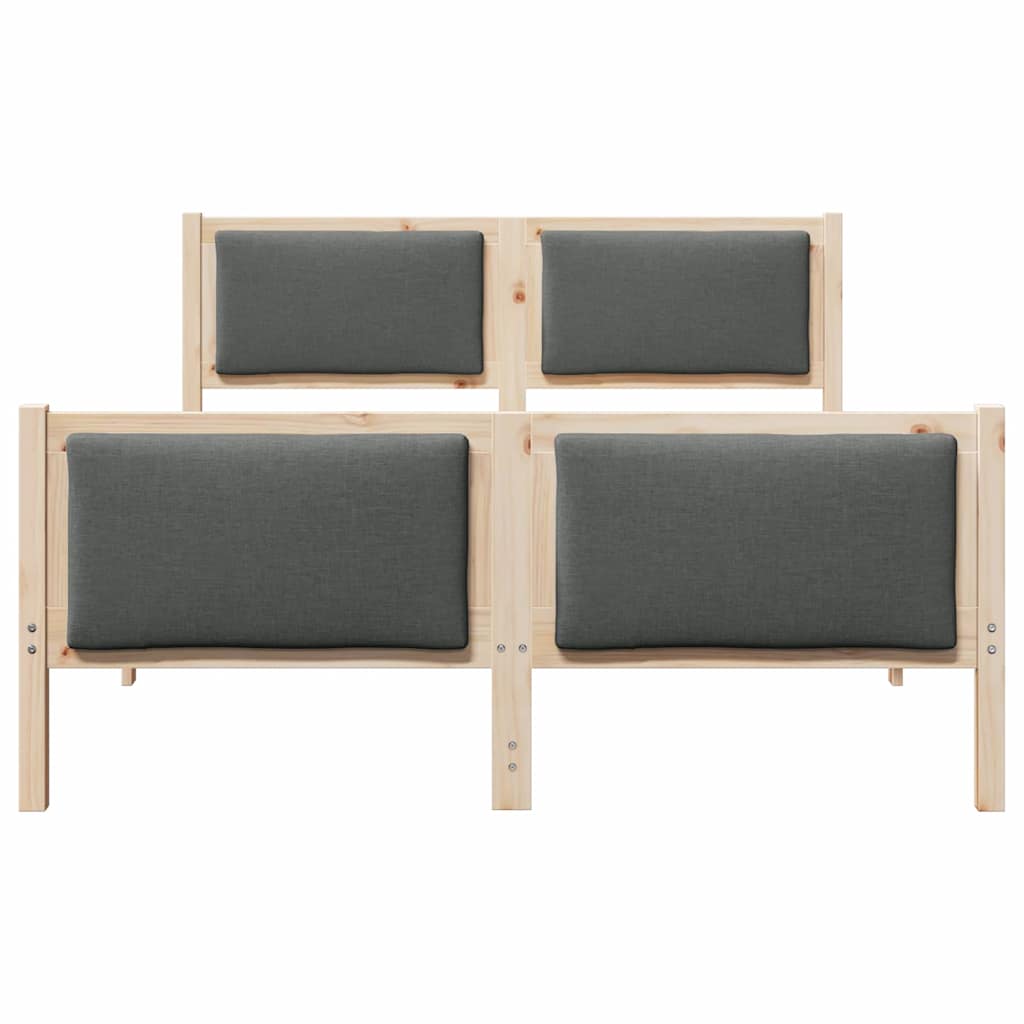 Cadre de lit avec tête de lit Gris foncé 135 x 190 cm tissu - XIOS
