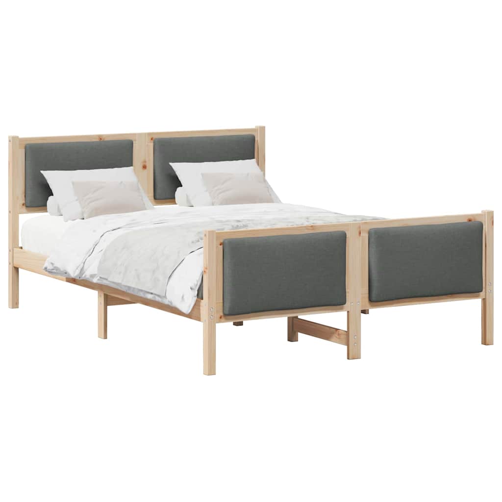 Cadre de lit avec tête de lit Gris foncé 135 x 190 cm tissu - XIOS