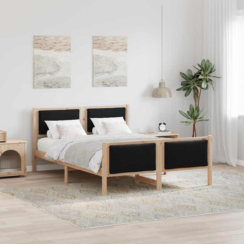 Cadre de lit avec tête de lit Noir 135 x 190 cm tissu - XIOS