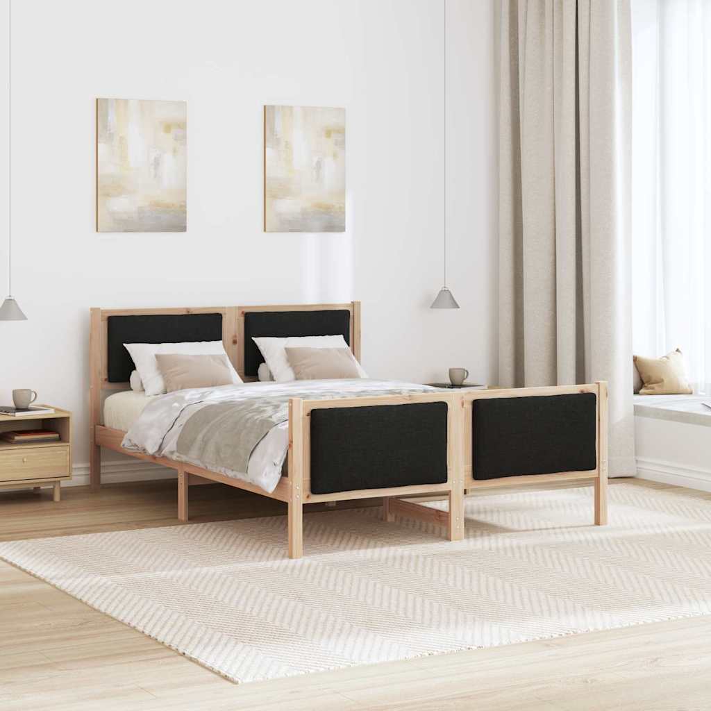 Cadre de lit avec tête de lit Noir 135 x 190 cm tissu - XIOS