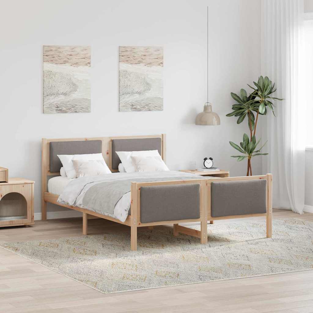 Cadre de lit avec tête de lit Taupe 135 x 190 cm tissu - XIOS