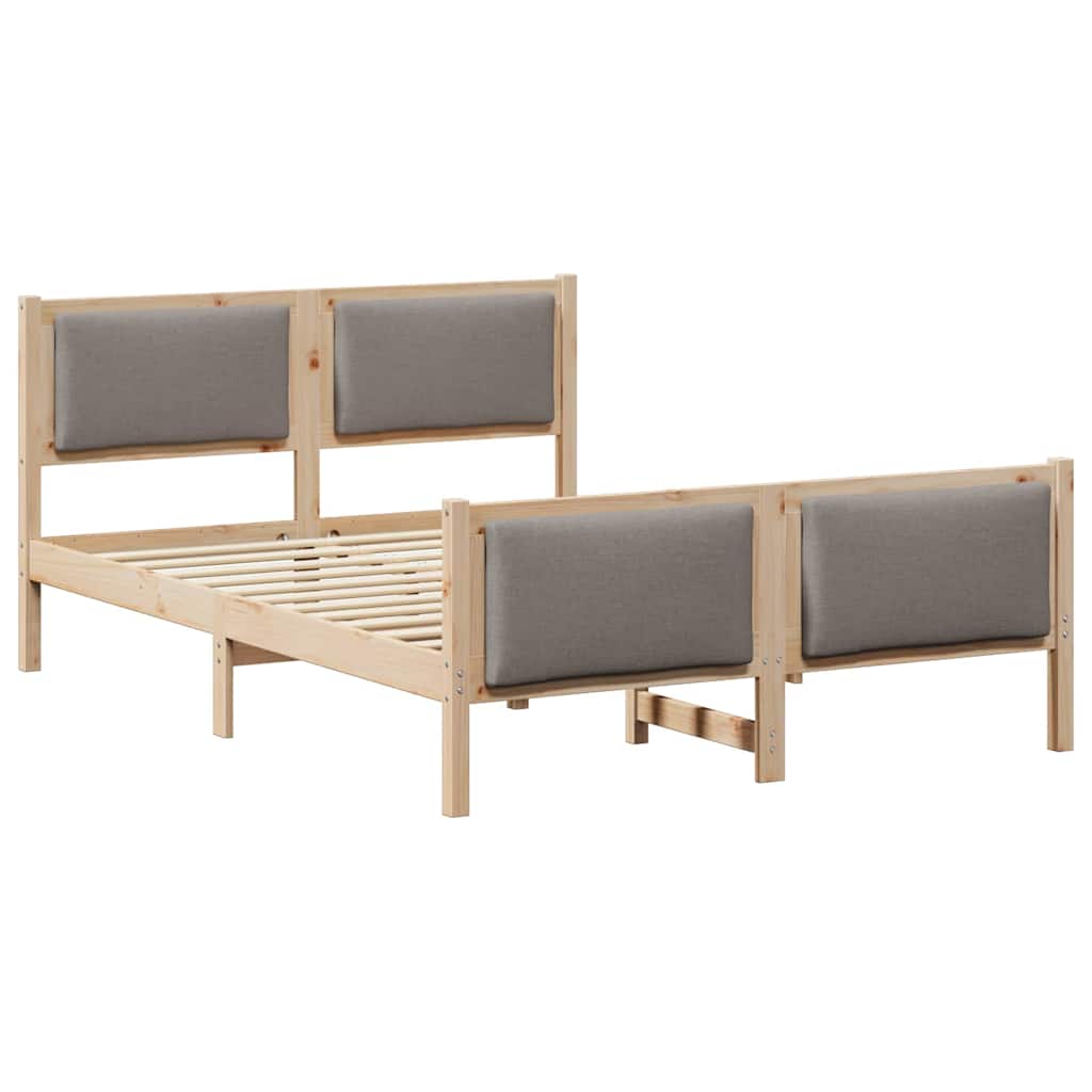 Cadre de lit avec tête de lit Taupe 135 x 190 cm tissu - XIOS