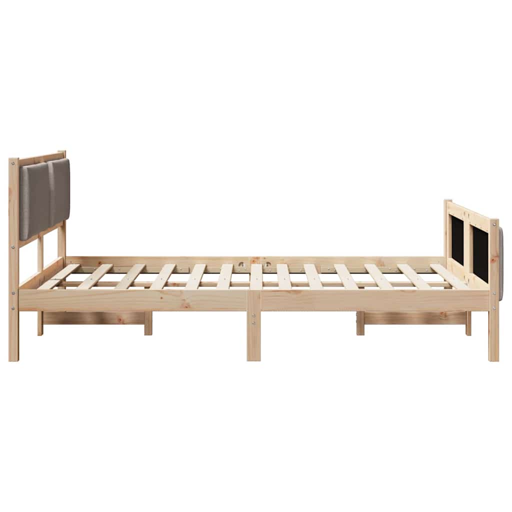 Cadre de lit avec tête de lit Taupe 135 x 190 cm tissu - XIOS