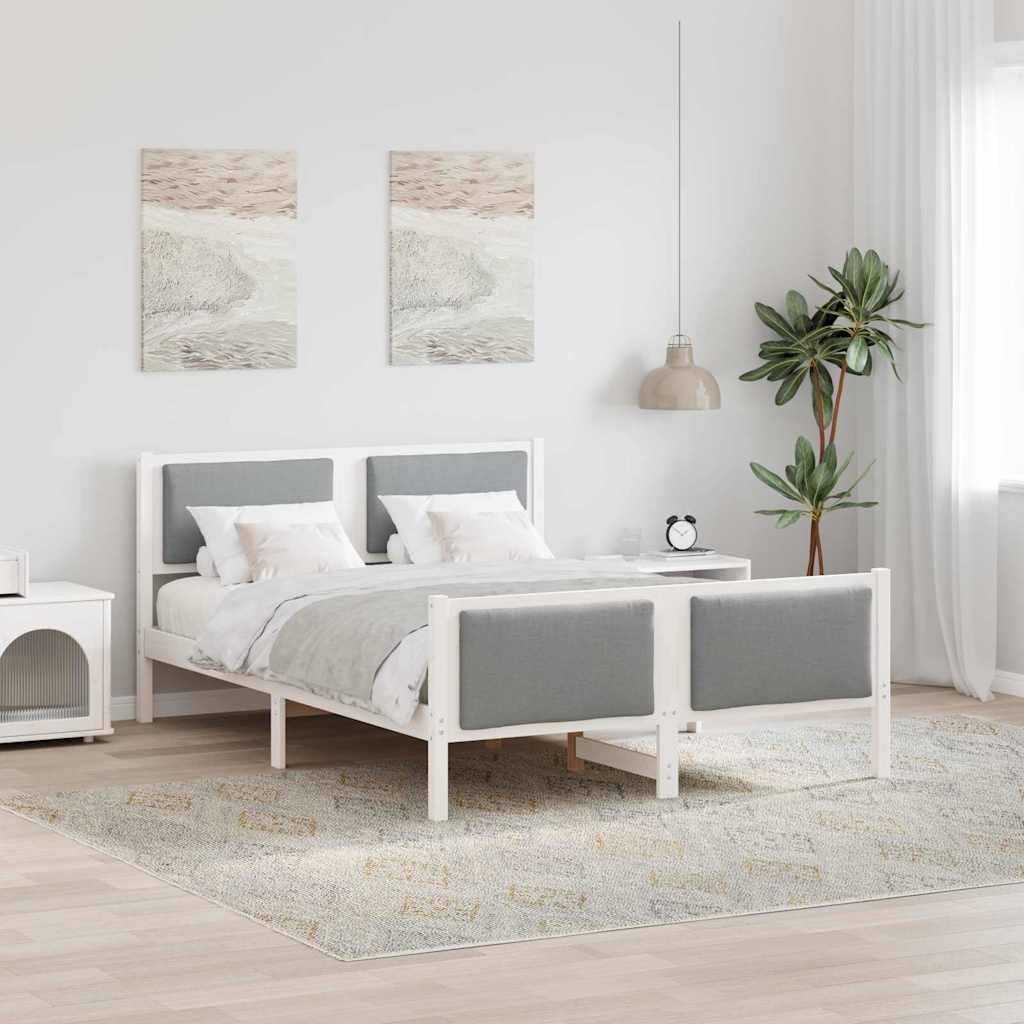 Cadre de lit avec tête de lit Gris clair 135 x 190 cm tissu - XIOS