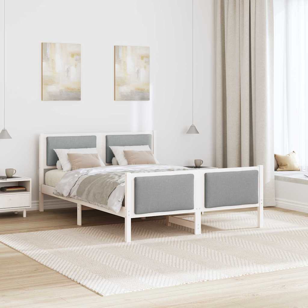 Cadre de lit avec tête de lit Gris clair 135 x 190 cm tissu - XIOS