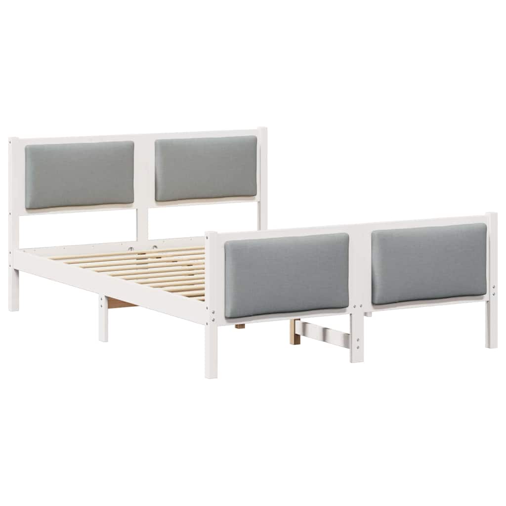 Cadre de lit avec tête de lit Gris clair 135 x 190 cm tissu - XIOS