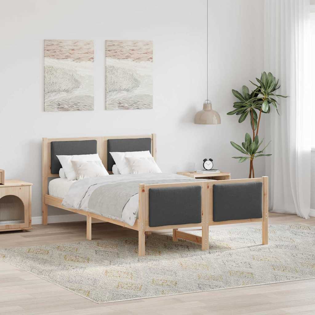 Cadre de lit avec tête de lit Gris foncé 120 x 190 cm tissu - XIOS