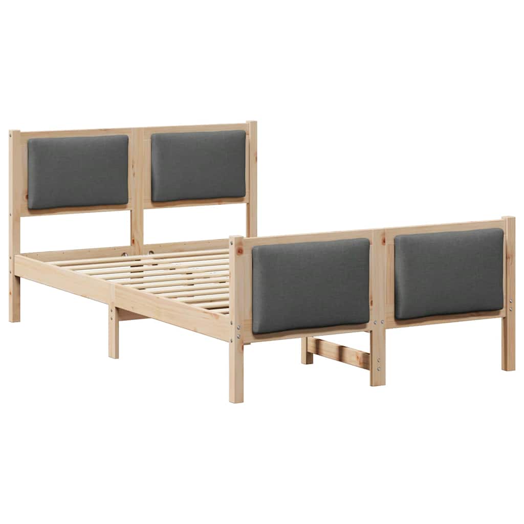 Cadre de lit avec tête de lit Gris foncé 120 x 190 cm tissu - XIOS