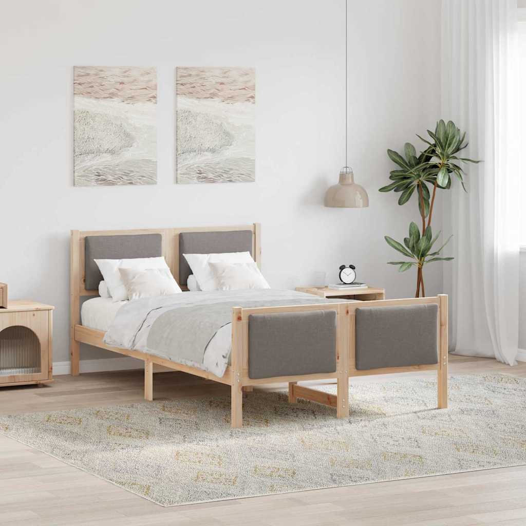 Cadre de lit avec tête de lit Taupe 120 x 190 cm tissu - XIOS